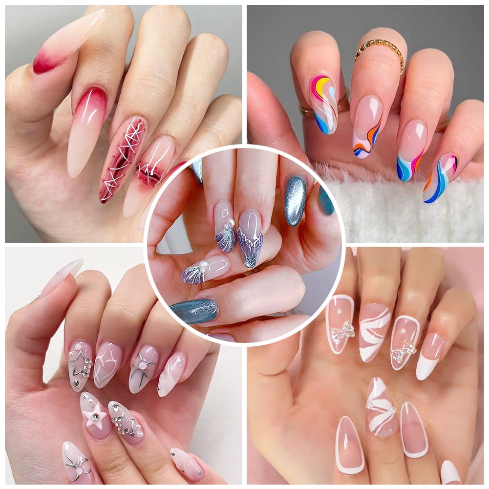 Pinceles para Uñas, 3 PCS Cepillo Uñas Para Pintura Brochas, Nail Art Pintura Dibujo Línea Herramienta, Detalle Para Dibujando Patrones para Uso Diseñol y Bricolaje, Azul