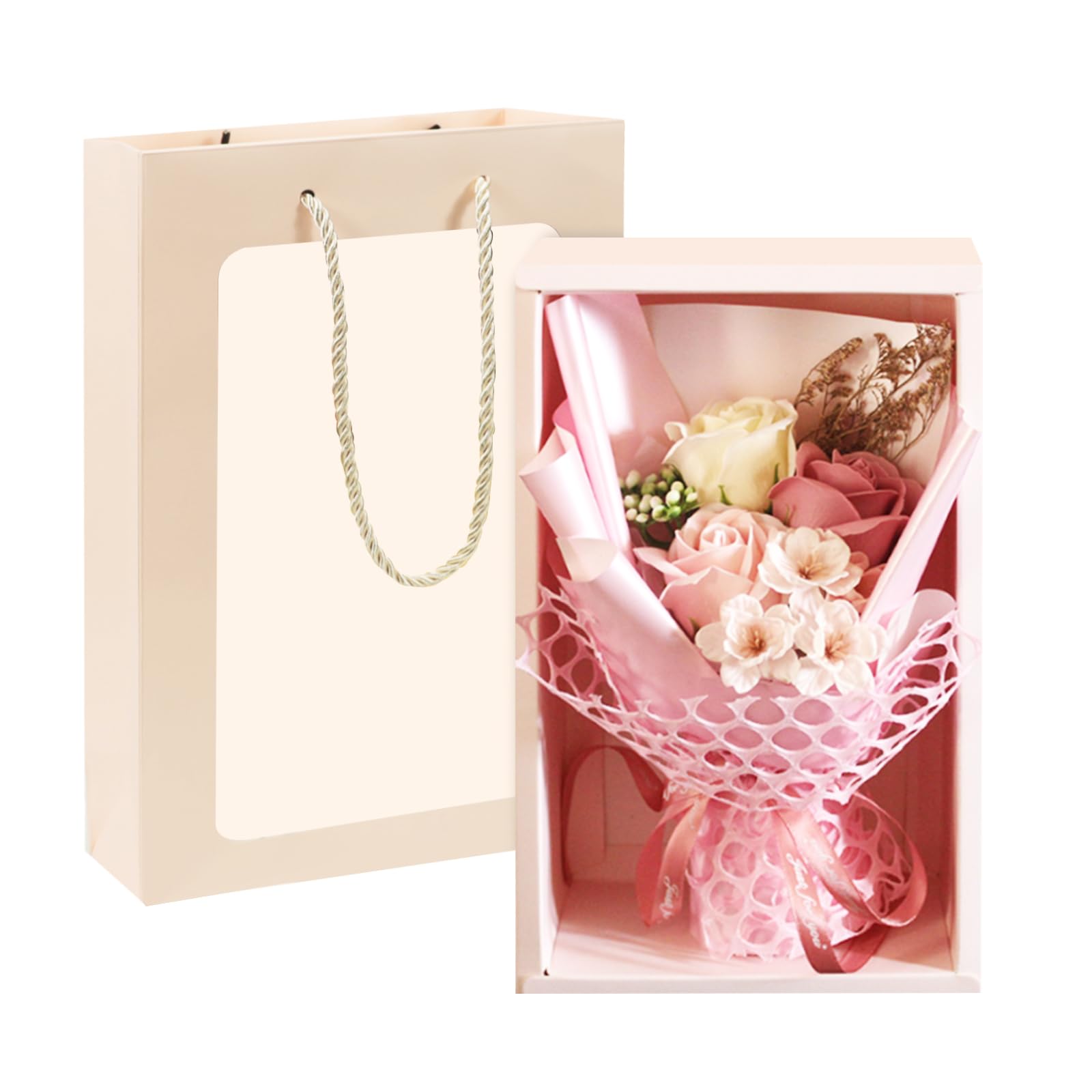 Amazon｜DIFEIUKI ソープフラワー 花束 桜 薔薇 ピンクローズ バラ