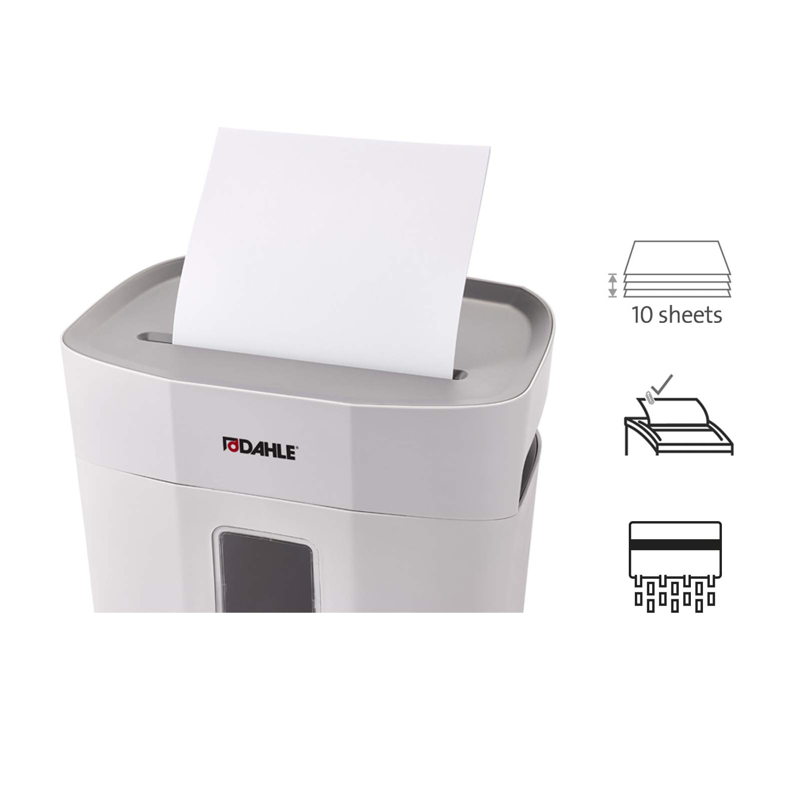 Dahle PaperSAFE PS 140 niszczarka dokumentów (10 arkuszy, poziom bezpieczeństwa P4, cięcie cząstek, nie zawiera oleju i konserwacji, 12 litrów) szara