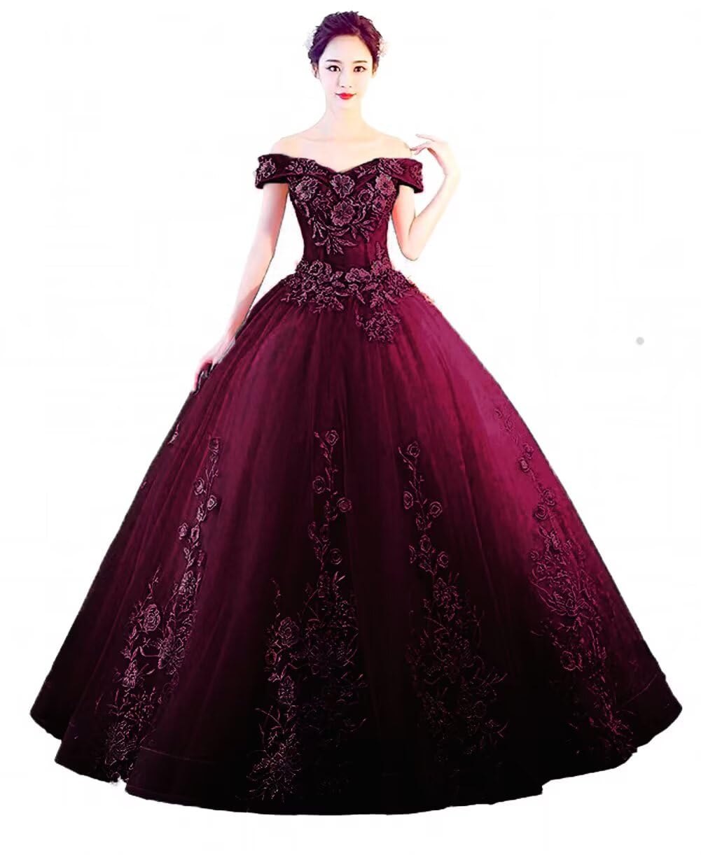 LEJY Women's Off The Shoulder Dress Masquerade Ball Gowns Prom Dress