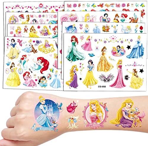 120 Pcs Princess Tattoo Stickers, Princess Party Favors Waterproof Princess Tattoo Stickers Cartoon Tattoo Stickers For Theme Party Decorations Gifts for Cup Skateboard Luggage Cell Phone Laptop