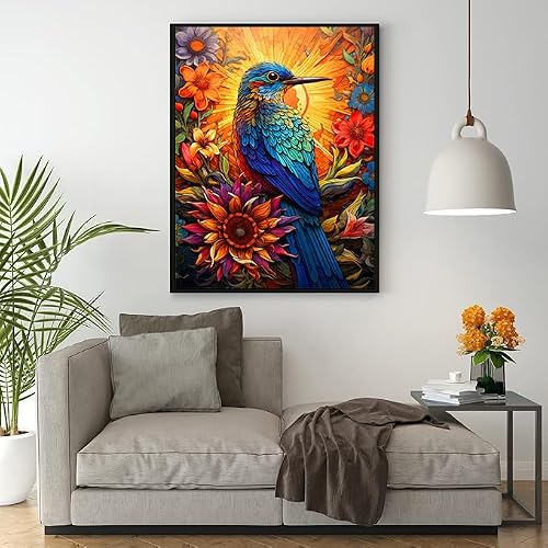Ekuxom Hummingbird Diamond Painting Kits for Adults, Sunflower Diamond Art Kits for Beginners, DIY Full Round Drill Diamond Painting Gem Art Kits for Gift Home Wall Decor 12x16in — view 6