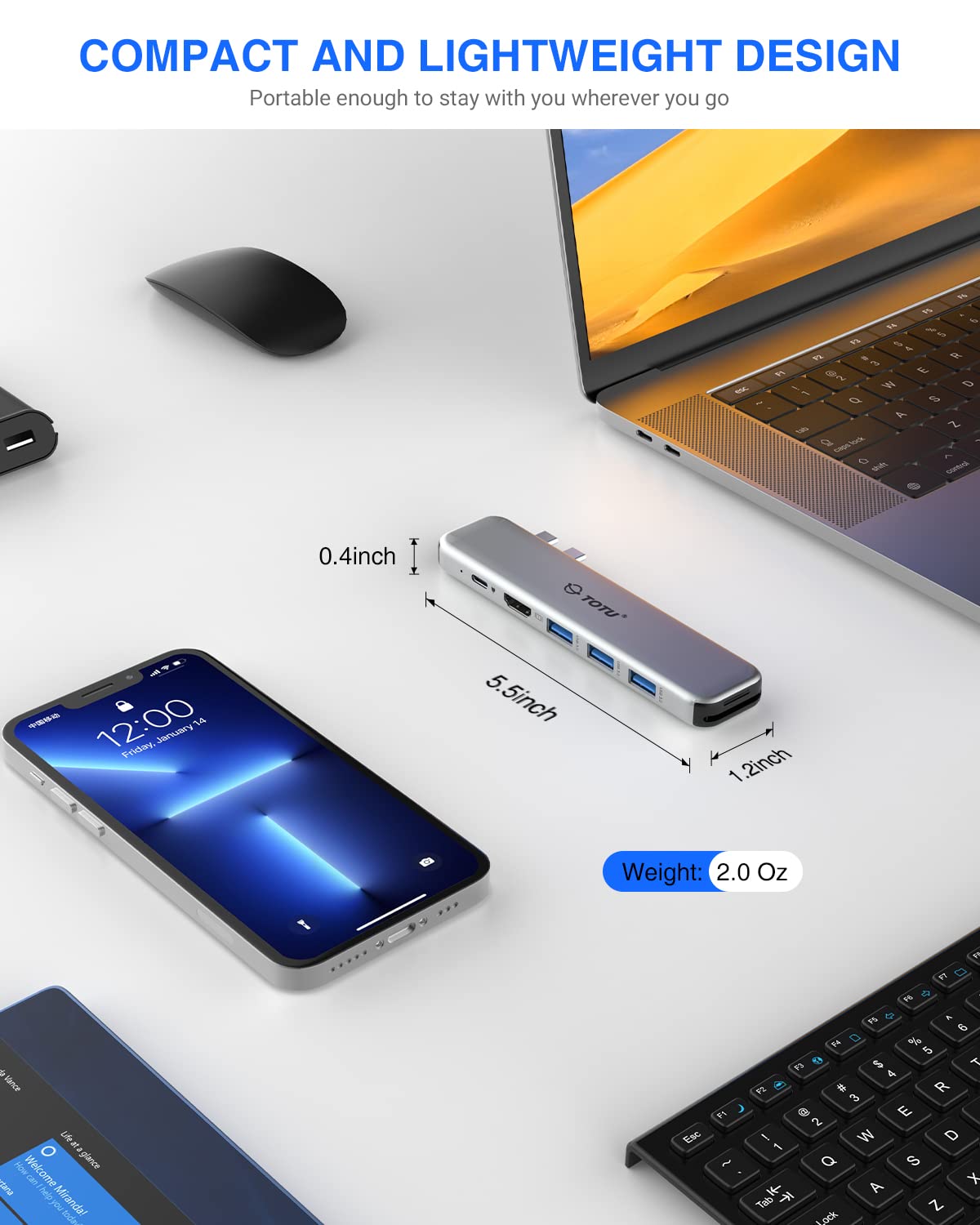 Adaptador multipuerto USB C Hub para MacBook, estación de acoplamiento 8 en 2 para MacBook con HDMI dual, entrega de energía de 92 W, 3 puertos USB 3.0, lector de tarjetas SD y TF para MacBook Pro