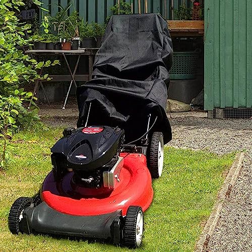 Lawn Mower Cover Tarpaulin Cover Waterproof 420D Oxford with Pull Cord Push Lawn Mower Protective Cover for Lawn Tractor Dust Protection Weather Protection Cover UV Resistant - Image 2