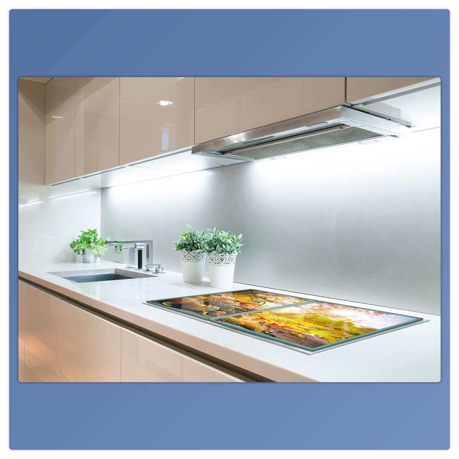 decorwelt | Cubiertas de cocina 2 x 40 x 52 cm, 2 piezas, para cubrir la vitrocerámica, universal, protección contra salpicaduras, protección contra salpicaduras de cristal, decoración para cocina