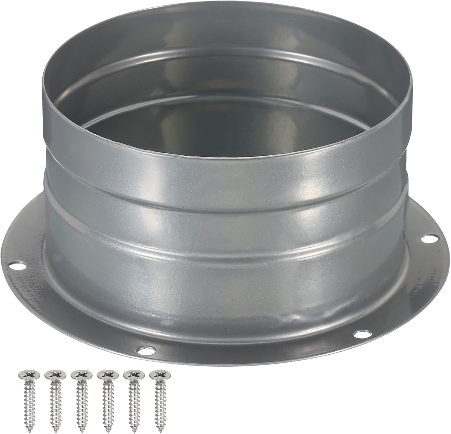 PATIKIL 4" Duct Connector Flange, Metal Straight Pipe Exhaust Flange Duct Mounting Plate with Screws for Air Heating Cooling Ventilation HVAC System
