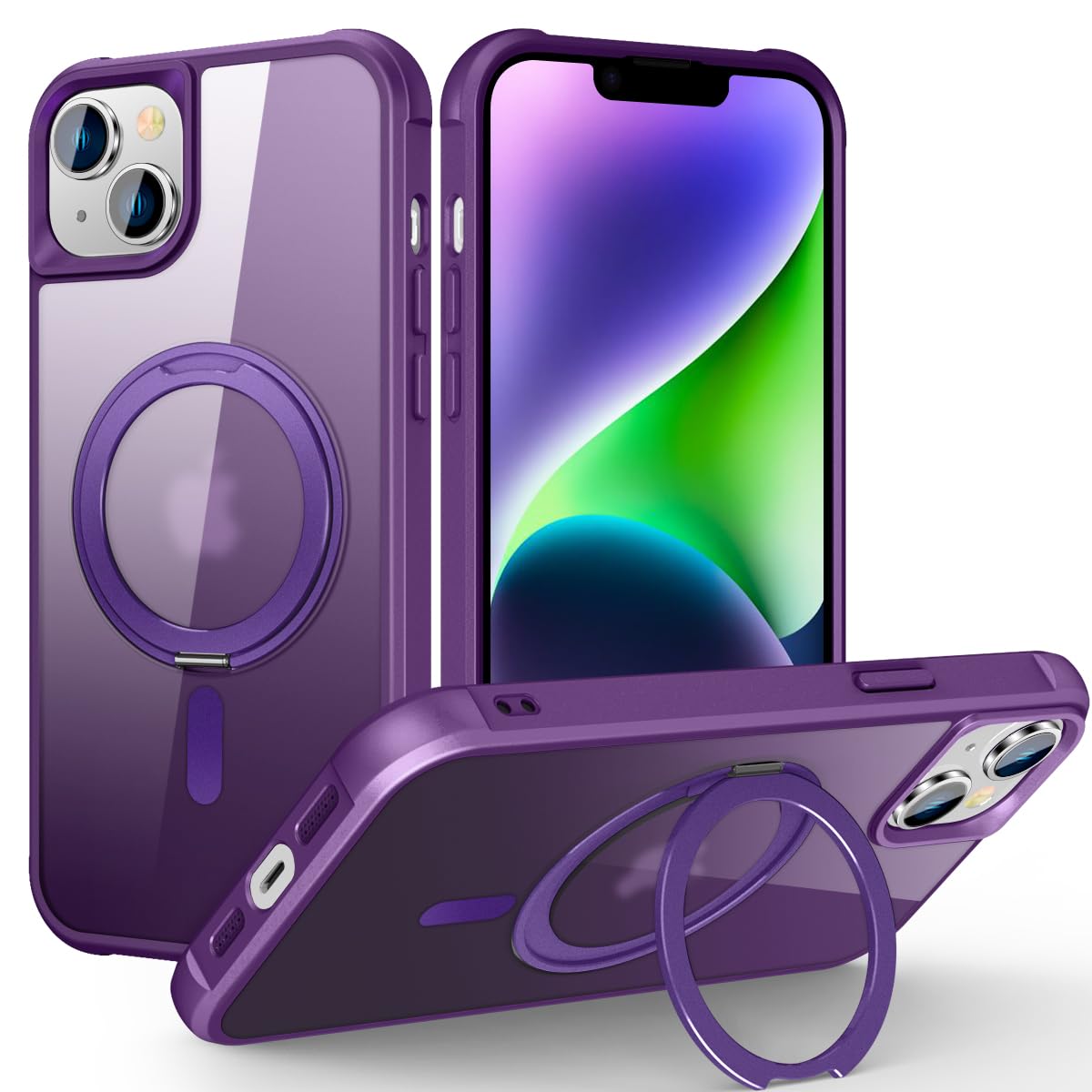Compatible with iPhone 13/14 Case with Stand 6.1",Purple