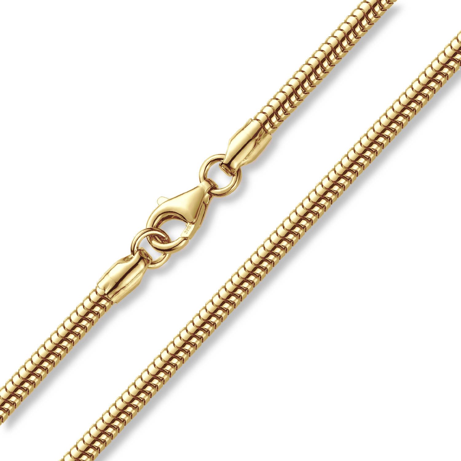 MATERIA 925 Silber Schlangenkette Gold - Damen Halskette Collier vergoldet 2,7mm in 40-80 cm + Box #K54