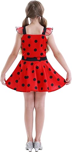Miniatura 5 de Disfraz de mariquita para niñas, vestido de mariquita, vestido de lunares, vestido de cumpleaños, disfraz de Halloween para niñas