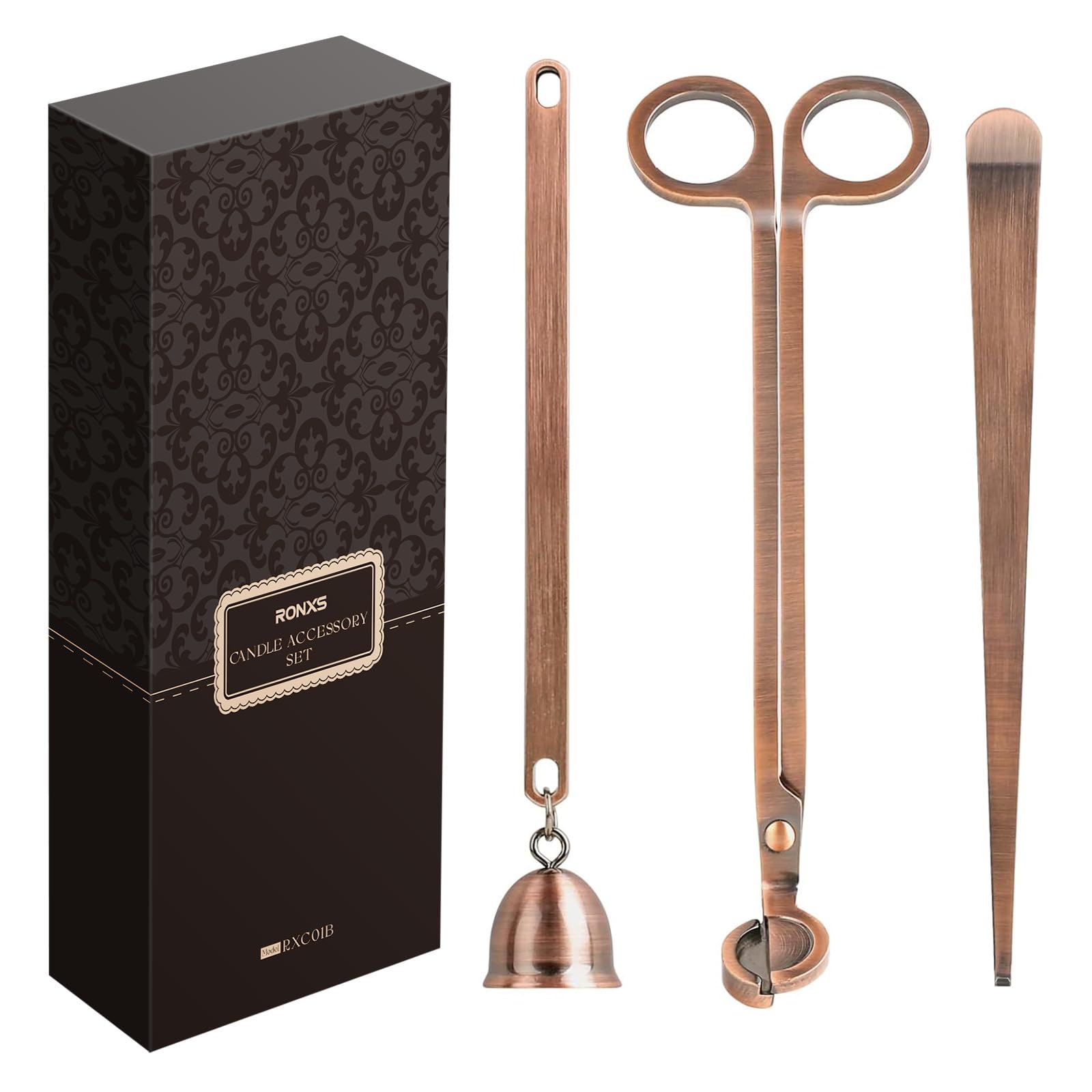 Set Spegni Candela ARSUK - 3 Pezzi In Ottone Con Tagliastoppino, Mestolo E Estintore - Per Cura Candele