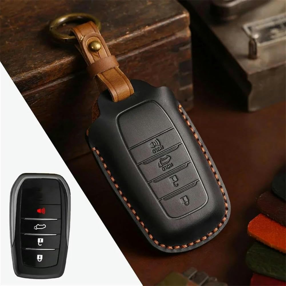 Leather Keyring Shell Case Key Fob Cover Case,for Toyota Crown Highlander New Camry RAV4 Carola Leling Prado 2020, Key Fob Holder Case Cover