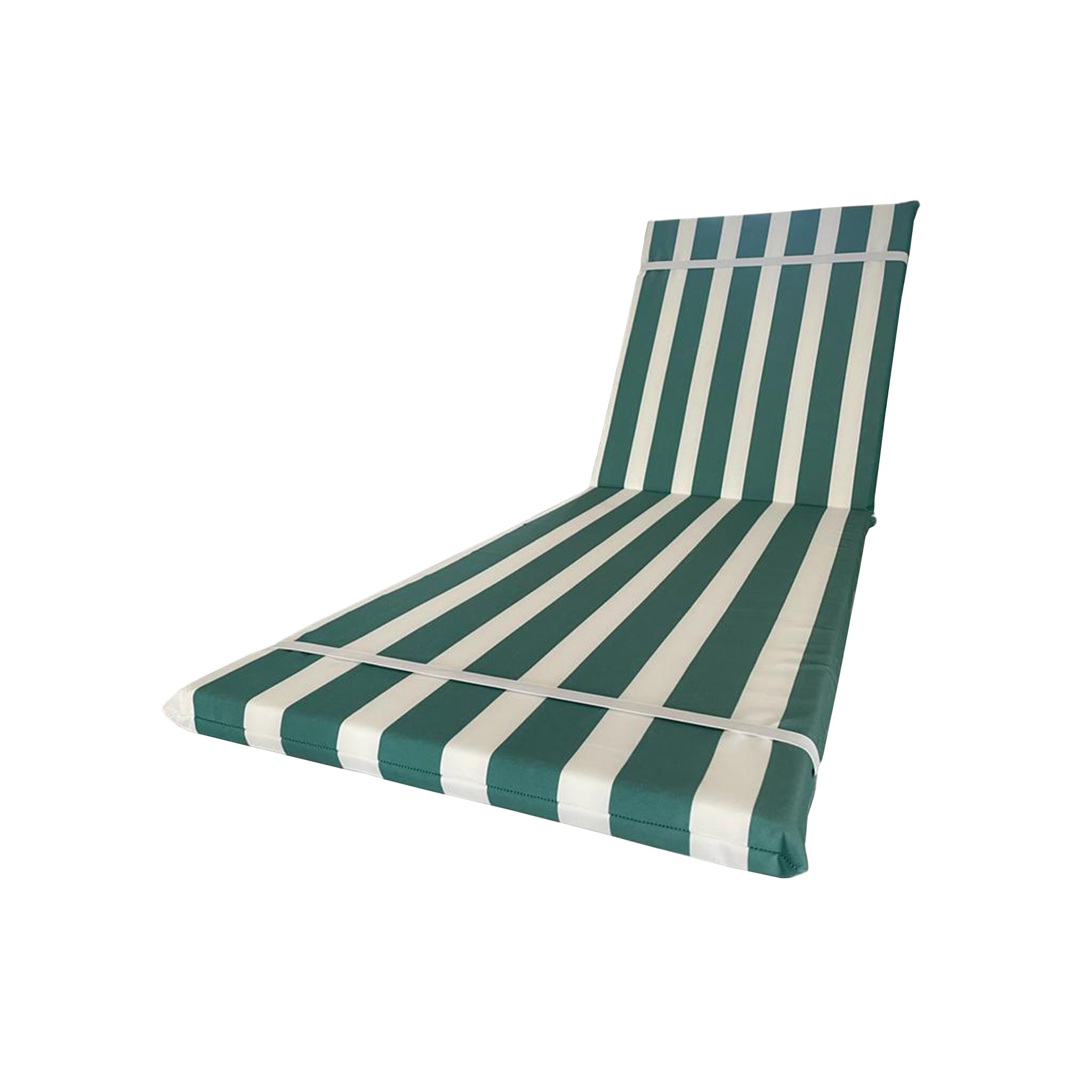 Cojín impermeable para tumbona, 190 x 60 cm, poliéster impermeable – Cojín desenfundable, fabricado en Italia (blanco y verde)