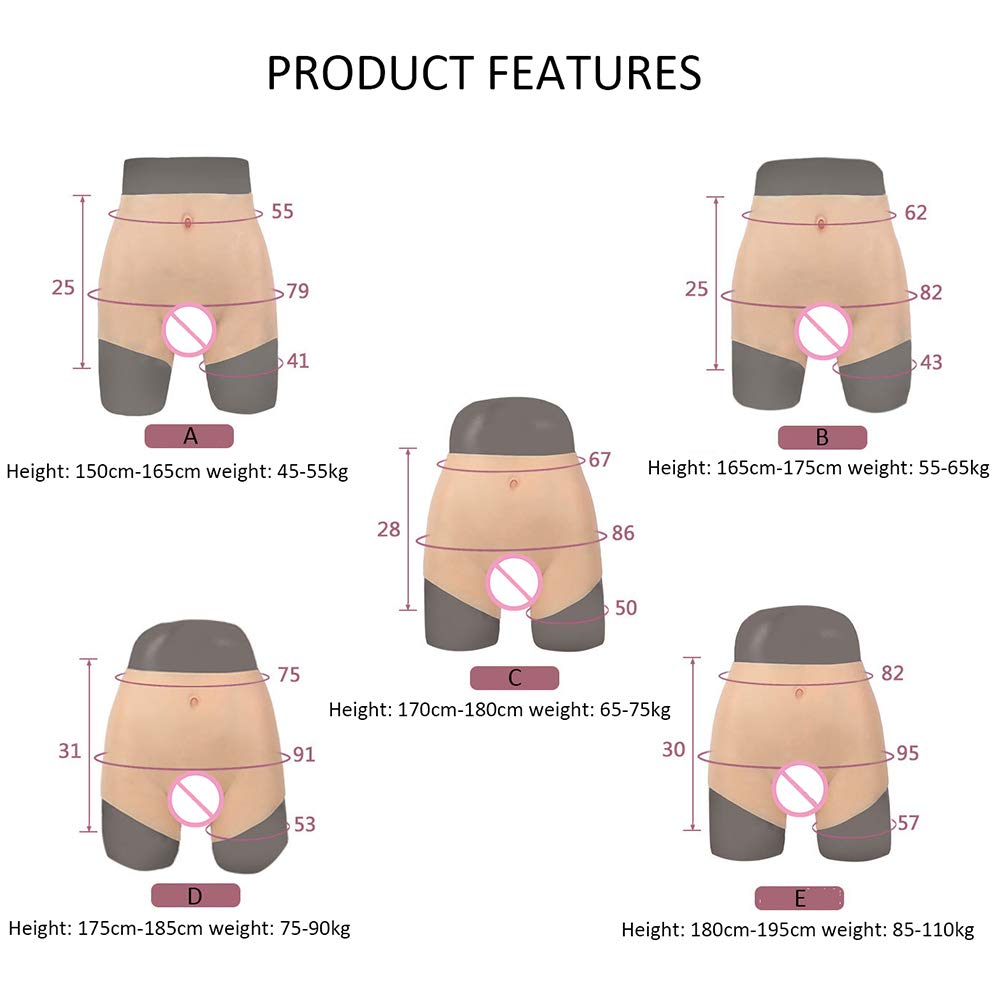 XSWL Réaliste Silicone Faux vagin Culotte Hanche rehausseur sous-vêtements pour transgenre