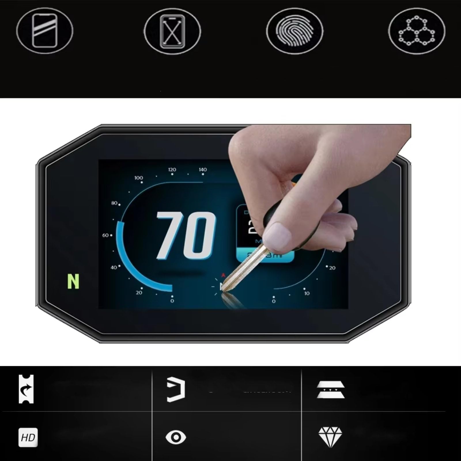 Pellicola protettiva odometro Compatibile Con Ducati Per Hypermotard V2 SP 2026 Moto Strumento Cluster Protezione Dello Schermo TFT Pellicola Cruscotto Scratch(2 piece)