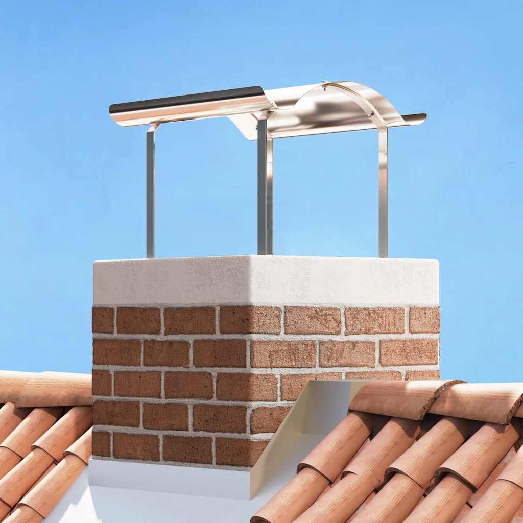 Schornsteinkappe Silber aus Edelstahl 59,5 x 50 x 36,5 cm für Garten und Terrasse, robustes Kaminzubehör mit polierter Oberfläche, funktionaler Schutz für effizientes Heizen im Außenbereich