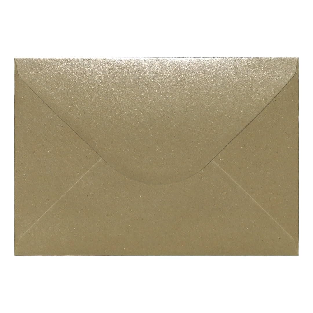 Pack of 50 Champagne Kraft Pearl 152mm x 216mm Gummed 115gsm Large A5 Cards Coloured Envelopes