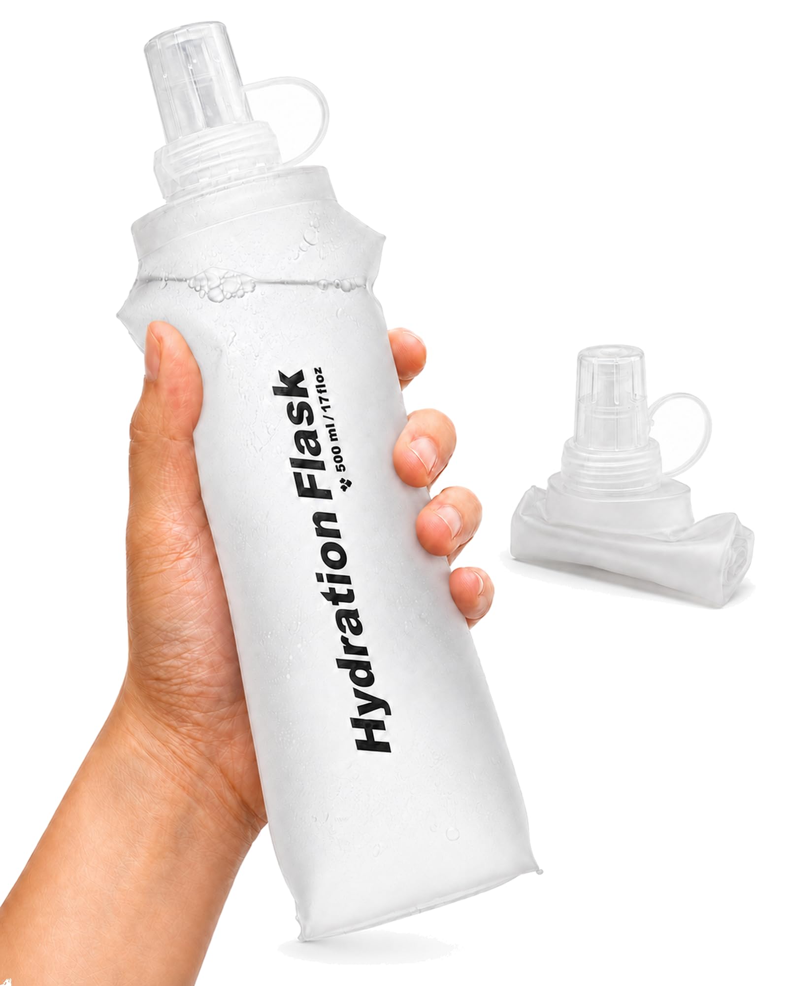 500ml Soft Flask Collapsible Water Bottle, White