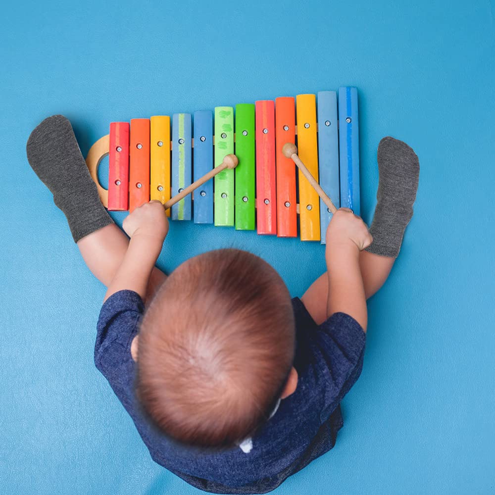 GENTABY Lot de 24 paires de chaussettes noires pour garçons et filles - Blanc et gris - Élastique - Pour le quotidien - Pour tout-petits et bébés