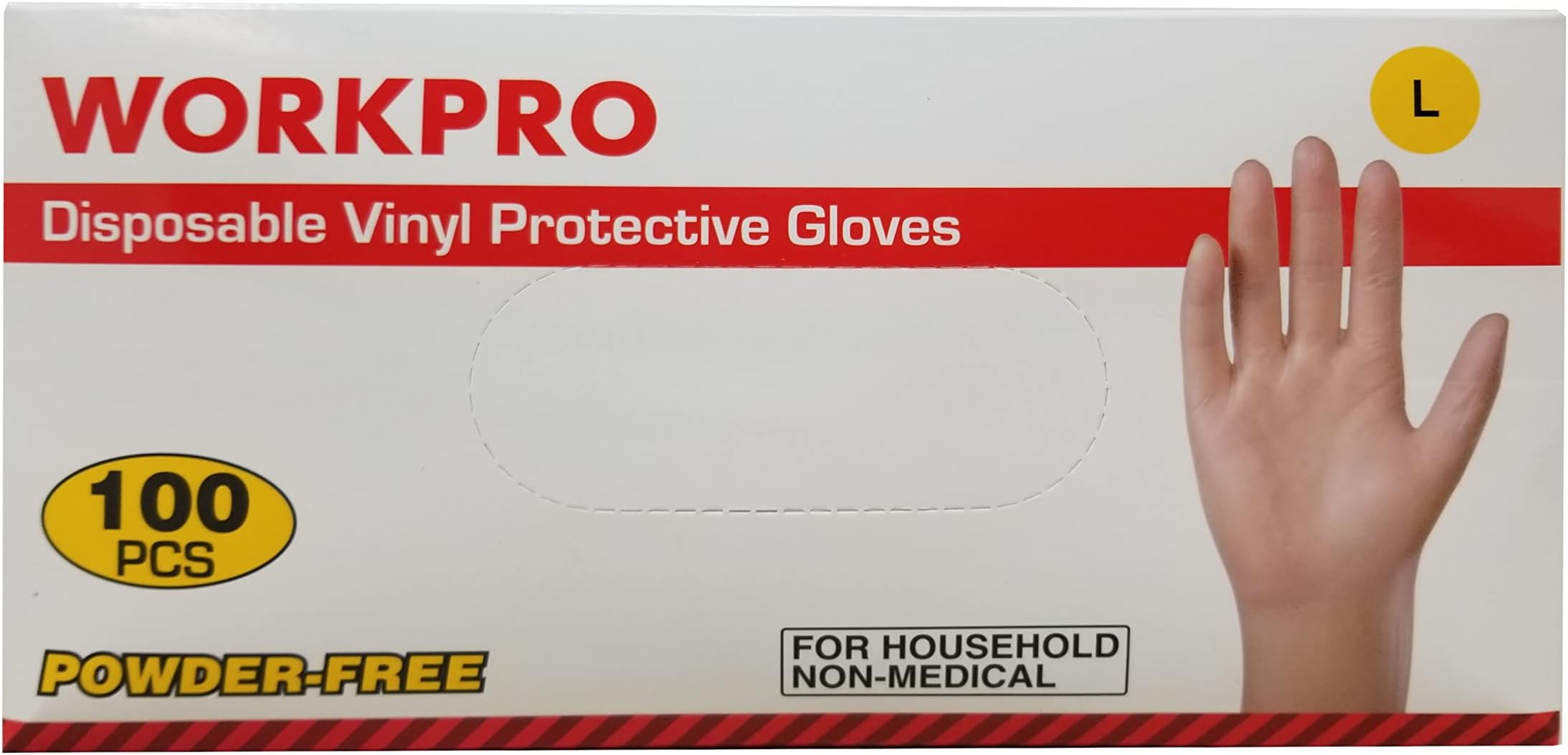 WorkPro Disposable Vinyl Protective Gloves Powder-Free Size L - 100 Count