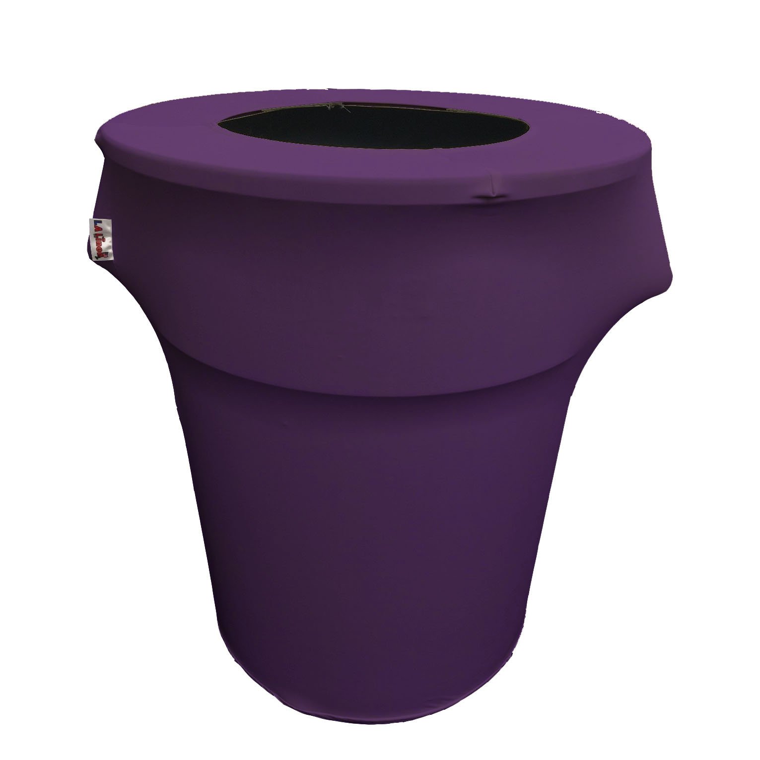 LA Linen Stretch Spandex Fitted Trash Can Cover 44-Gallon Round, Bin Waste Container Cover, Outdoor Indoor Patio Backyard Decor, Purple