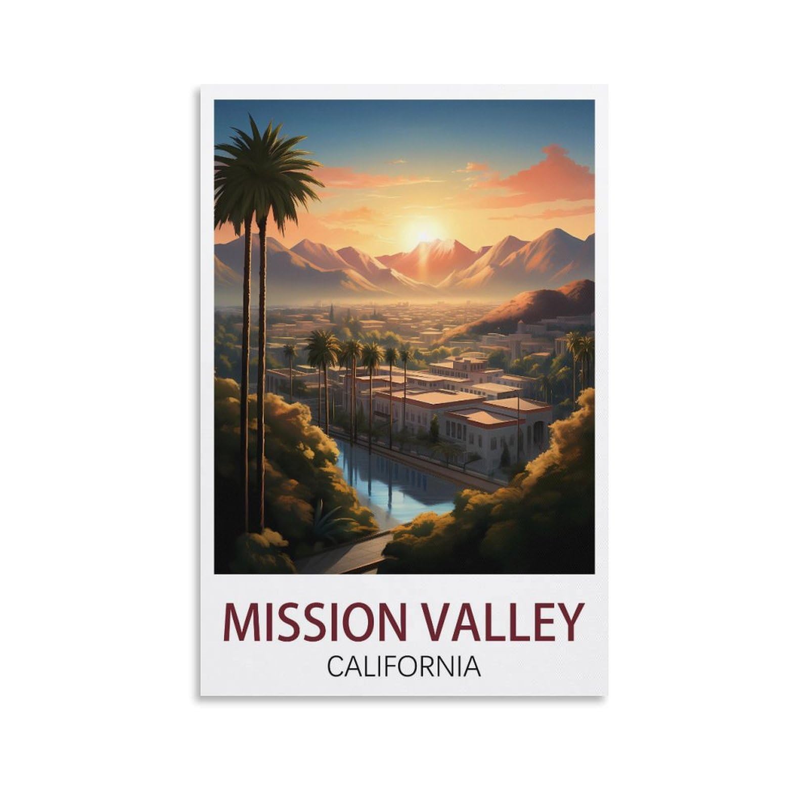 EZMLFA DIY Diamond Painting,Mission Valley California 5D Landscape Diamond Painting Kits for Adult, Gem Art Crystal Art Kits for Adults, for Home Wall 40x40cm