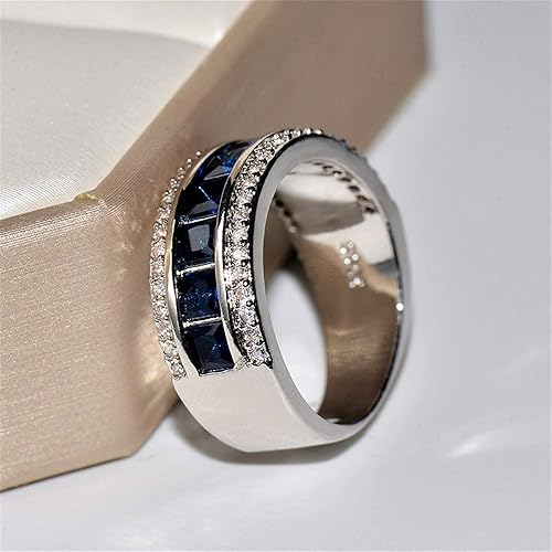 Miniatura 4 de AZQ TZ.1 - Anillo de compromiso de boda de compromiso de eternidad para mujer, chapado en oro de 18 quilates, con circonita cúbica, clásico, con