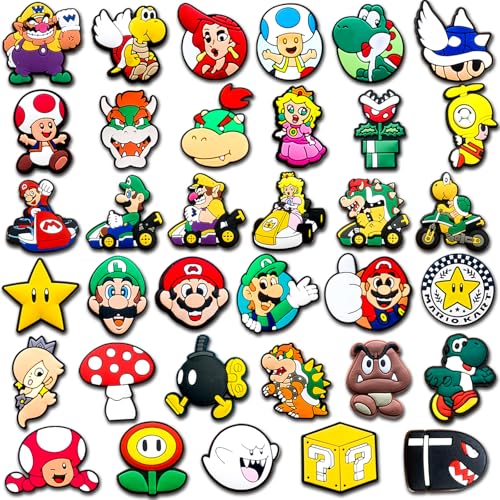 35Pcs Cartoon Shoe Charms for Croc Clogs Sandals Bracelet Wristband Slippers Different Shoe Decoration Charms for Party Favor