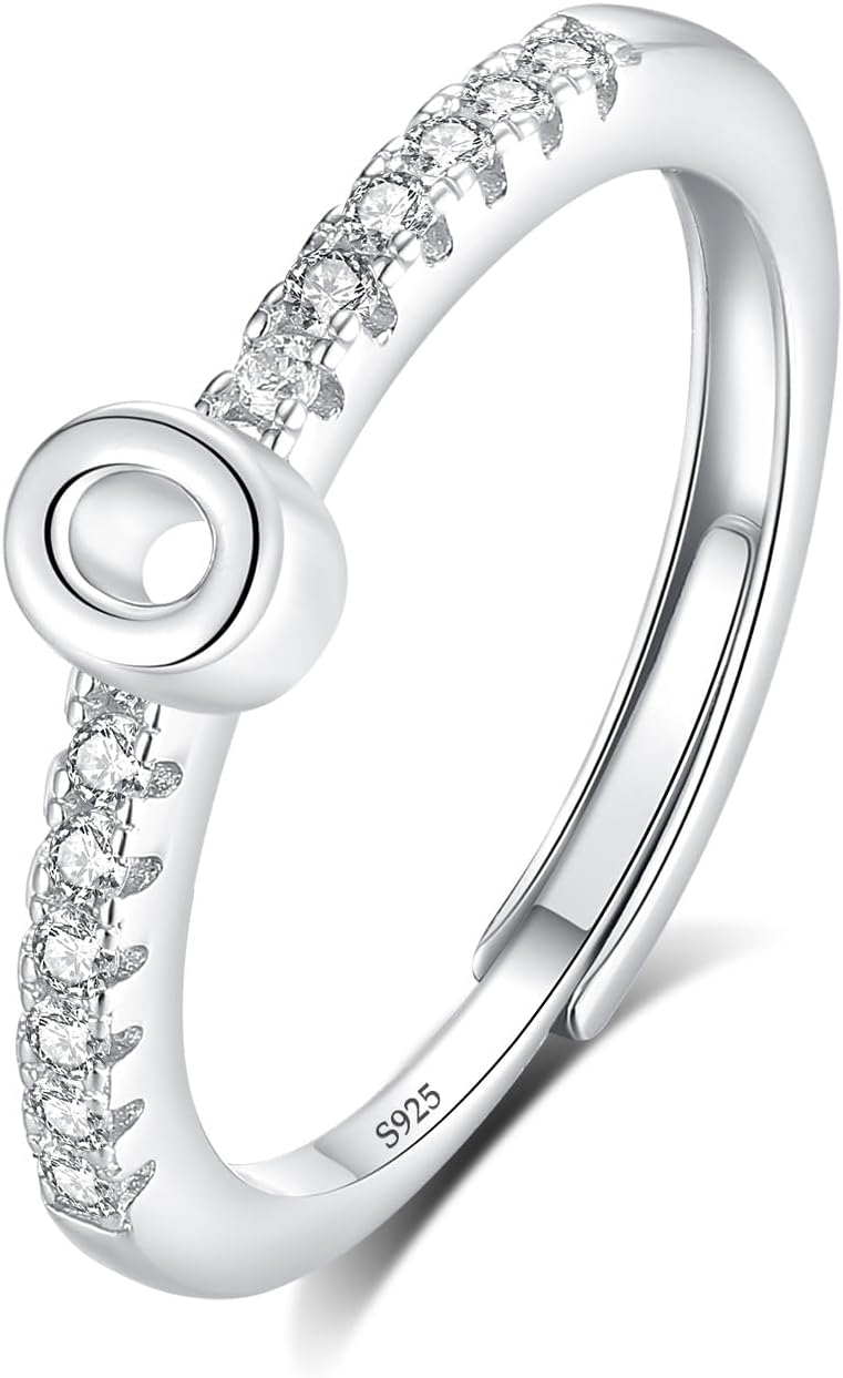 INFUSEU O Initial Rings for Women Teen Sterling Silver 925 Letter Jewelry Stacking Alphabet Monogram Toe Stackable Stacks Adjustable 7 6 8 Girlfriend Birthday