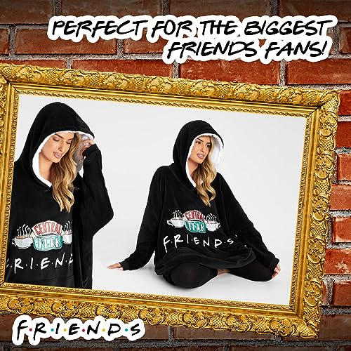 FRIENDS Hoodie Blanket Women, Sherpa Fleece Oversized Hoodie Poncho(Black) - Image 6