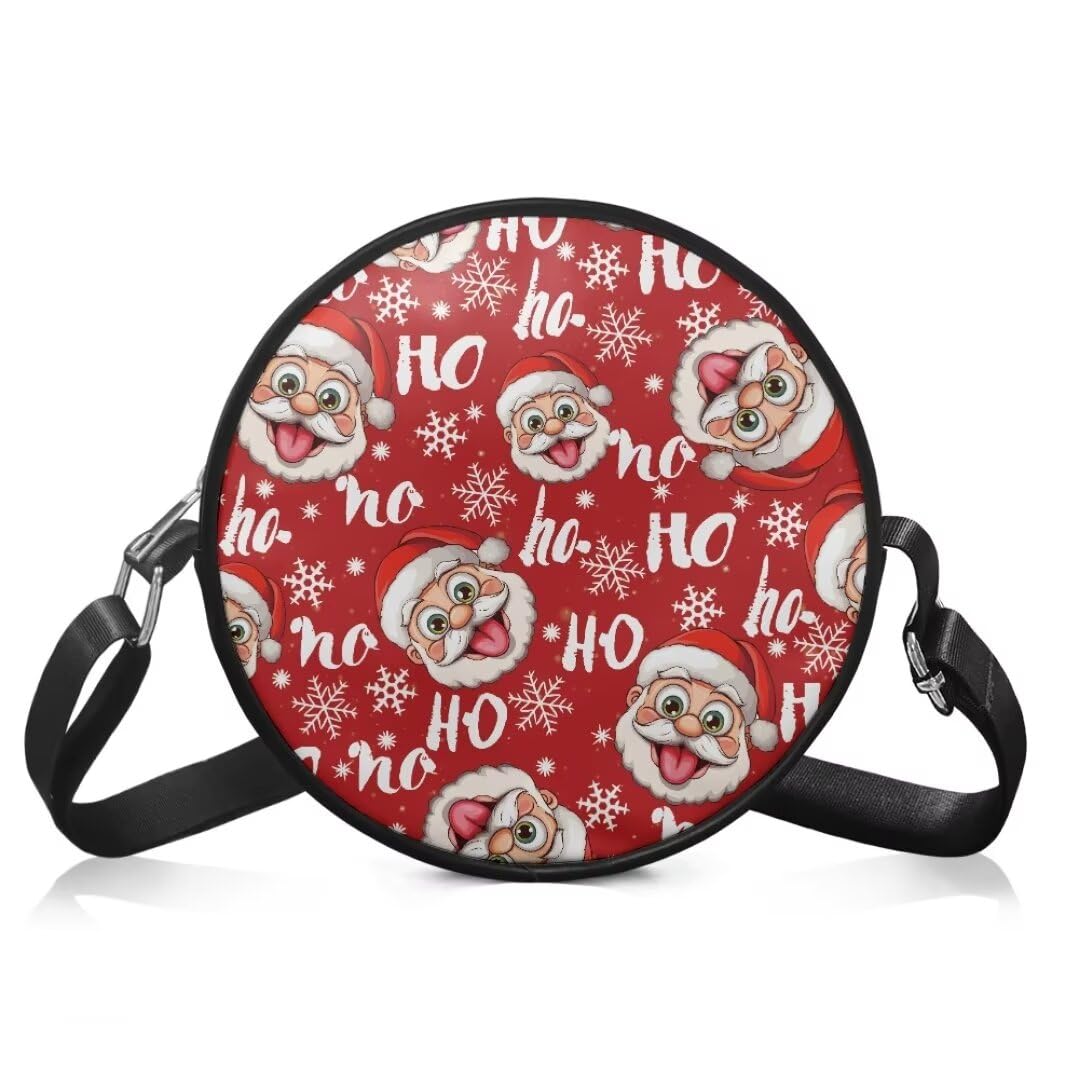 Coldinair Santa Claus Christmas Crossbody Bag PU Leather Trendy Small Shoulder Bag Purse Bag for Travel,Adjustable Strap Satchel Purse Handbag for Women Girls
