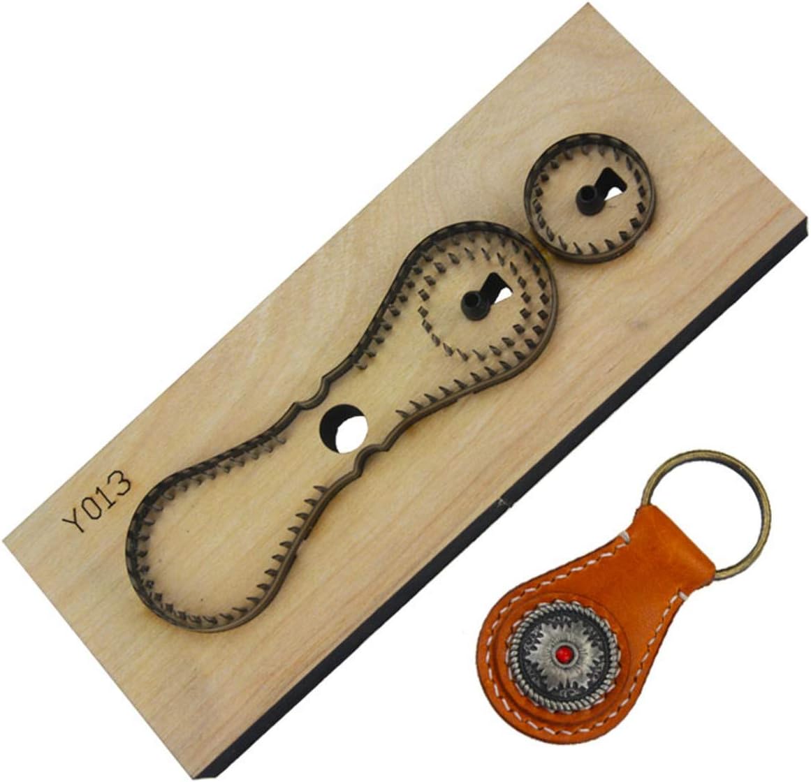 WellieSTR (L: 46x72mm) 1 Set leather cutting die shape key ring fob holder punch PVC/EVA sheet cutter DIY laser knife die classical (with Stitch Hole)