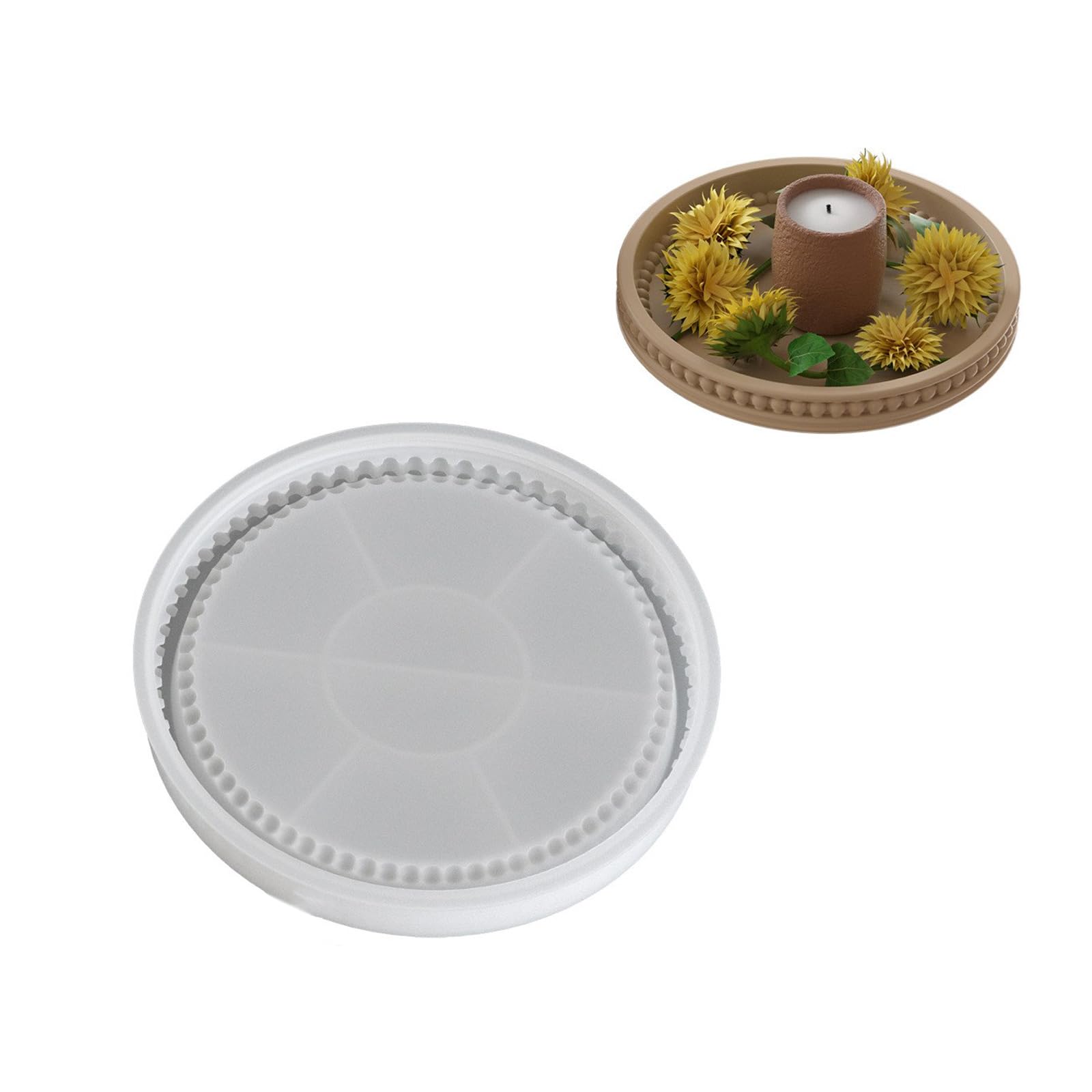 baojielai Multipurpose Large Round Plate Shaped Silicone Tray Adds Warmth Portable for Home Gatherings And Coffee Shop Displays