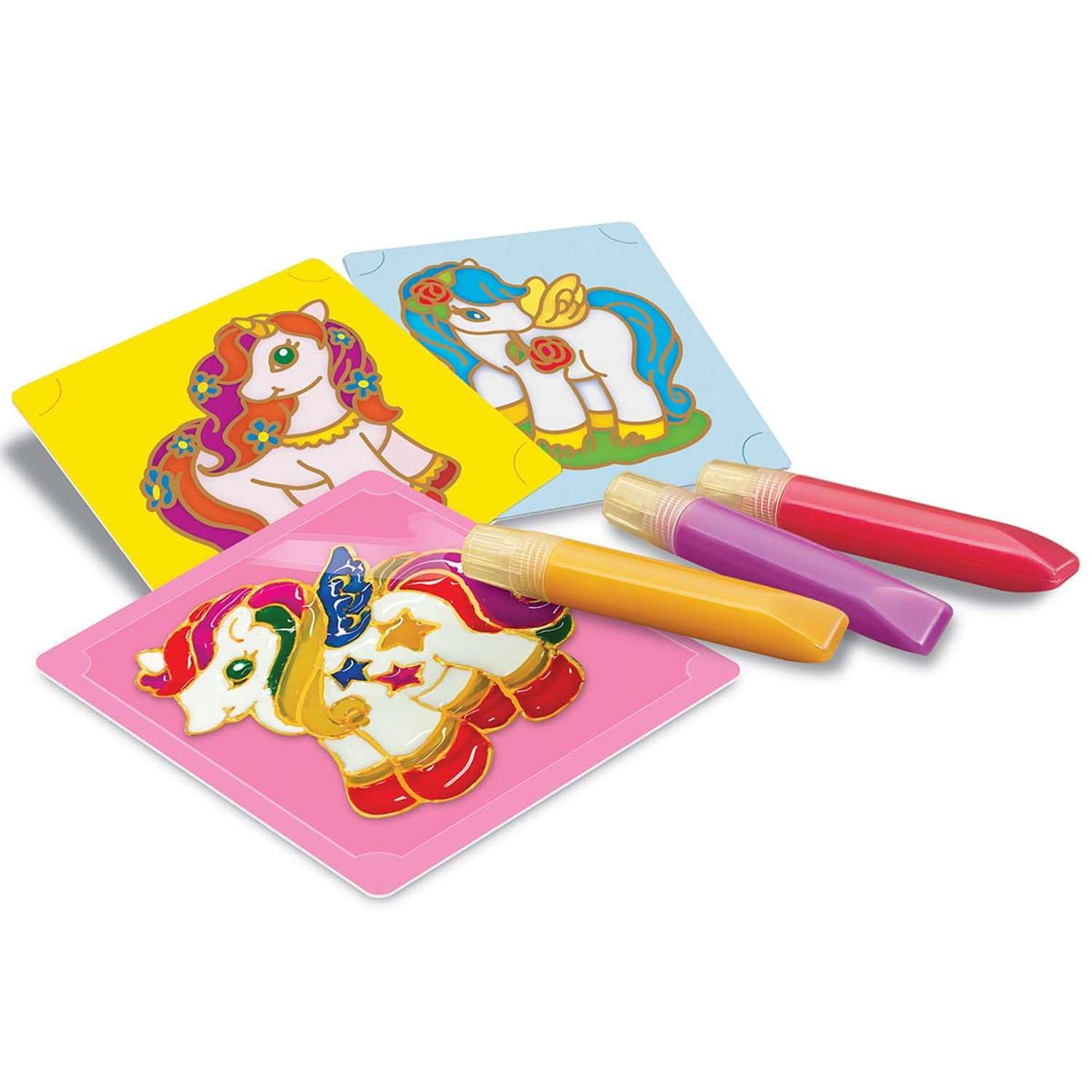 4M Set per Creare Adesivi per Vetri a Tema Unicorno, Kit Creativo per Bambini, Dipingi e Decora le Finestre con Magici Unicorni