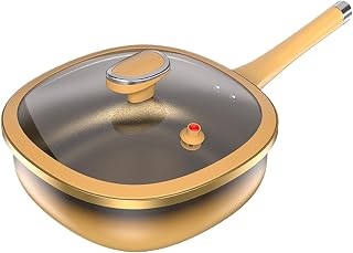 Frying Pan - Titanium Alloy Skillet, Non Stick Cookware | Deep Pot With Lid Kitchen Accessory, Electric Cooktop Pan For Home Cooking, Camping, Baking, Pancake, Egg