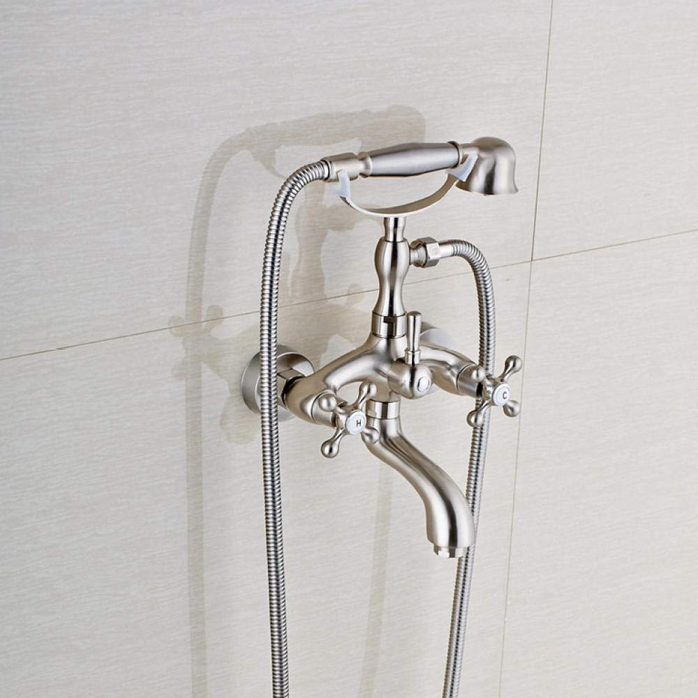 Brushed Nickle Wall Mounted Bathtub Bath & Shower Faucets Hot And Cold Water Telephone Style