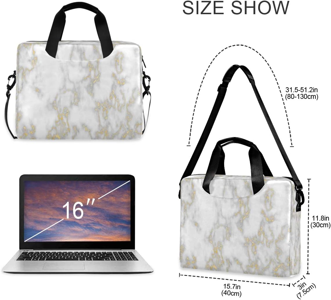 Laptop Bag Gold Line Marble Texure Laptop Sleeves Case for 13 14 15.6 Inch Computer Tablet Briefcases Carrying Case Shoulder Bag for Work