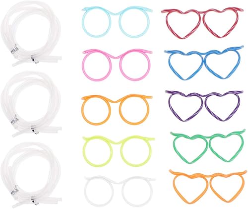 STOBOK 20 popotes para beber, anteojos de plástico tontos, pajitas, pajitas divertidas, marco de anteojos, pajitas para cumpleaños, suministros de