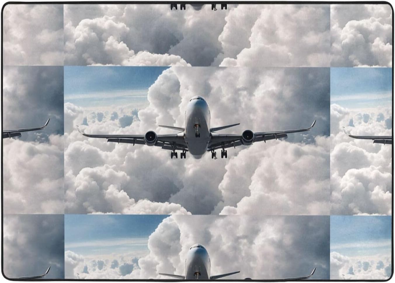 Flannel Non-Slip (Airplane Art) Rug Pad 80×50in Soft Washable Protective for Hardwood Floors Bedroom Bathroom Living Room