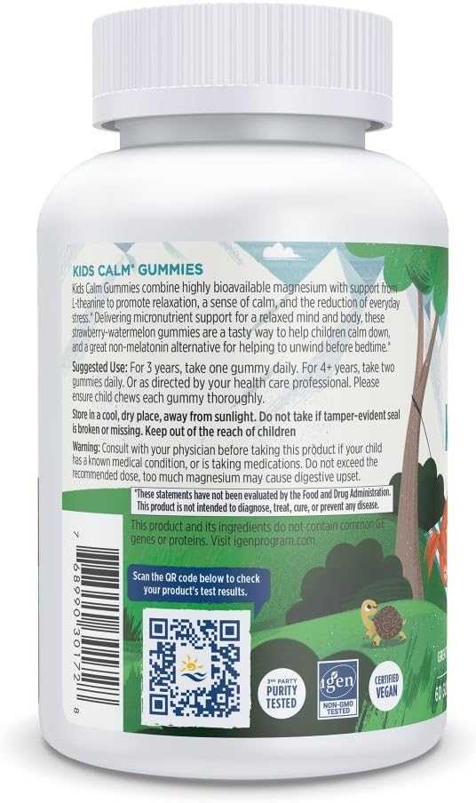 Nordic Naturals Kids Calm Gummies - Strawberry Watermelon - 60 Gummies - Magnesium L-Theanine Supplement - Calming for Kids - Relaxation Support - Up to 60 Servings - Image 3