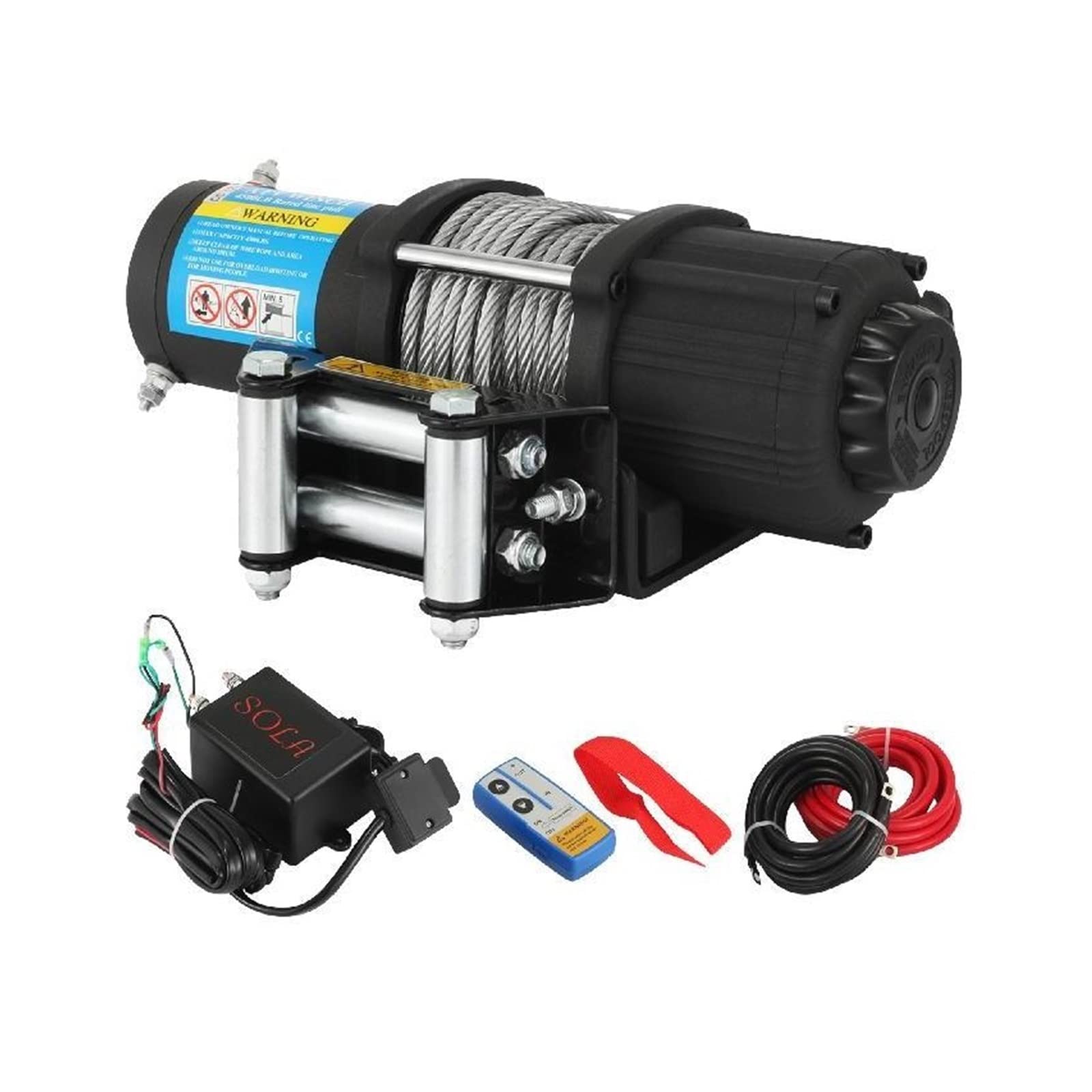 CVFRDD 12V Electric Winch, 4000lbs, With Steel Cable, Wireless Control, For Off-road Truck, 4x4 And 43 Feet