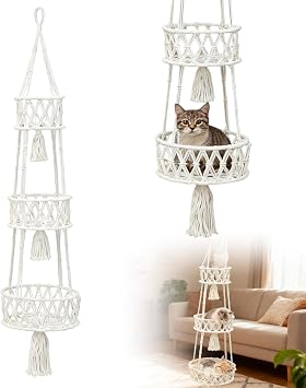 Cat Hammock Bed, 3-layer Kitten Bed Round Cat Tree Tower with Hanging kitten beds for indoor kittens for Playing Climbing and Lounging