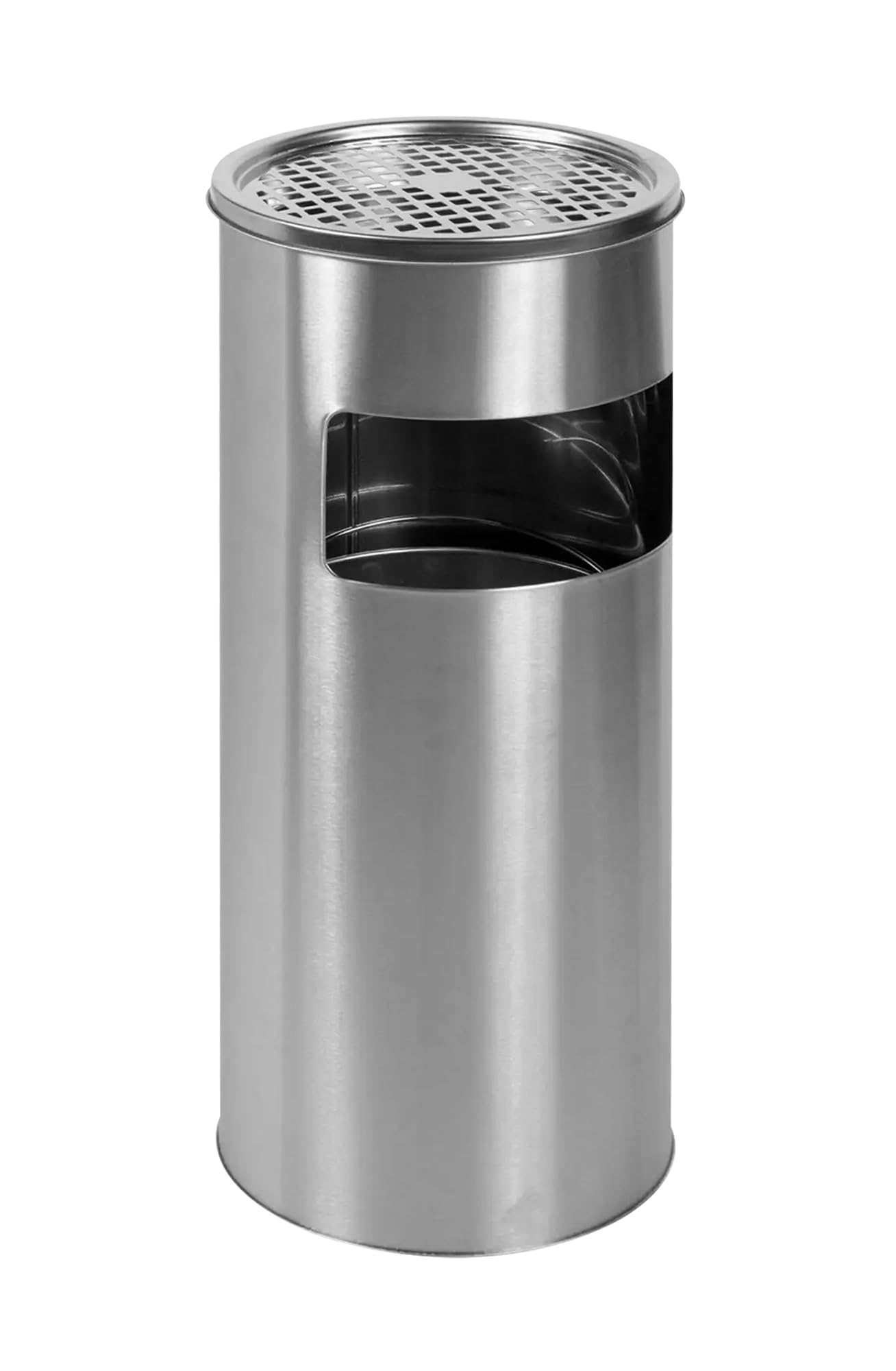 Posacenere 2 in 1 da Terra in Acciaio Inox per Esterno con Gettacarte Rotondo O Rettangolare con Secchio Cestino Professionale Gettacarte Spazzatura Casa Ufficio Bar Ristoranti - Mod1Grigio