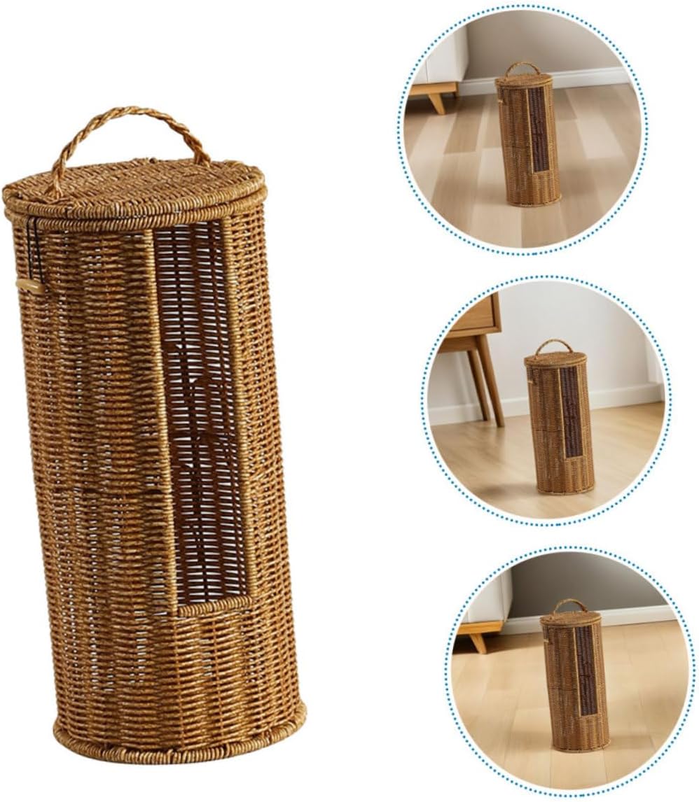 Unomor Storage Basket with Lid Handmade Woven Organizer for Towels Toilet Paper Space Saving Design for Home Hotels Versatile Decorative