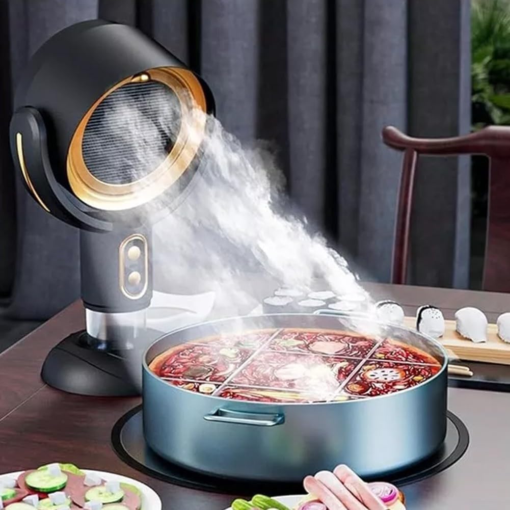 Desktop-Dunstabzugshaube, tragbare Mini-Dunstabzugshaube, tragbare Dunstabzugshaube für Wohnungen, mit USB-Ladefunktion und leichtem Design, perfekt für Kochlösungen (Schwarzgold)