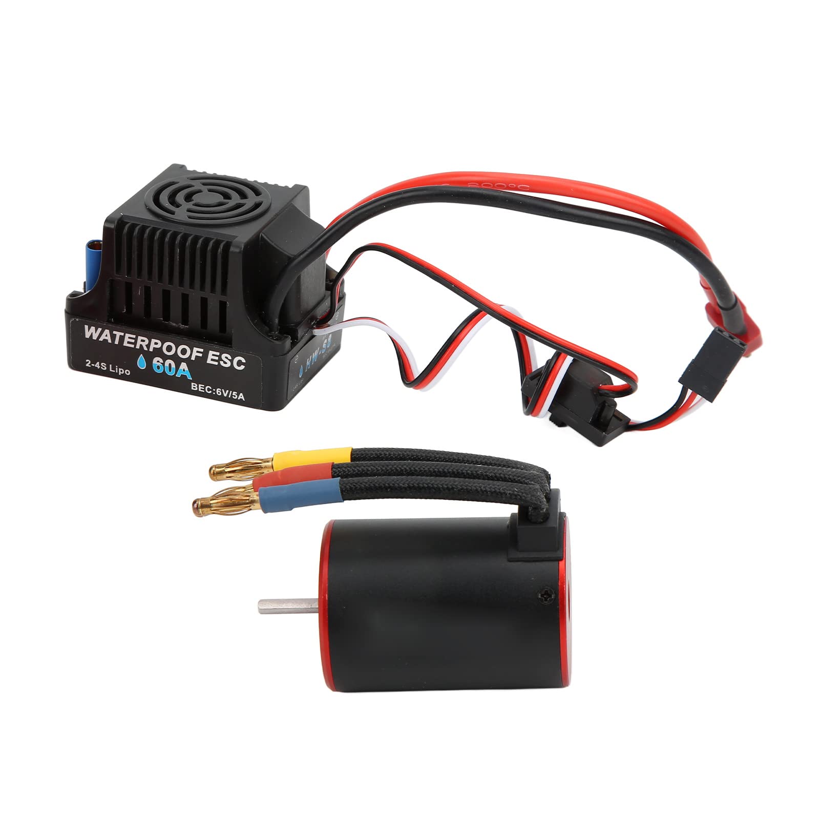 Bewinner Regolatore Elettrico ESC Brushless 3650‑2300KV con Scheda Programma ESC 60A Rotore Bilanciato Preciso per Auto 1/8 1/10 RC