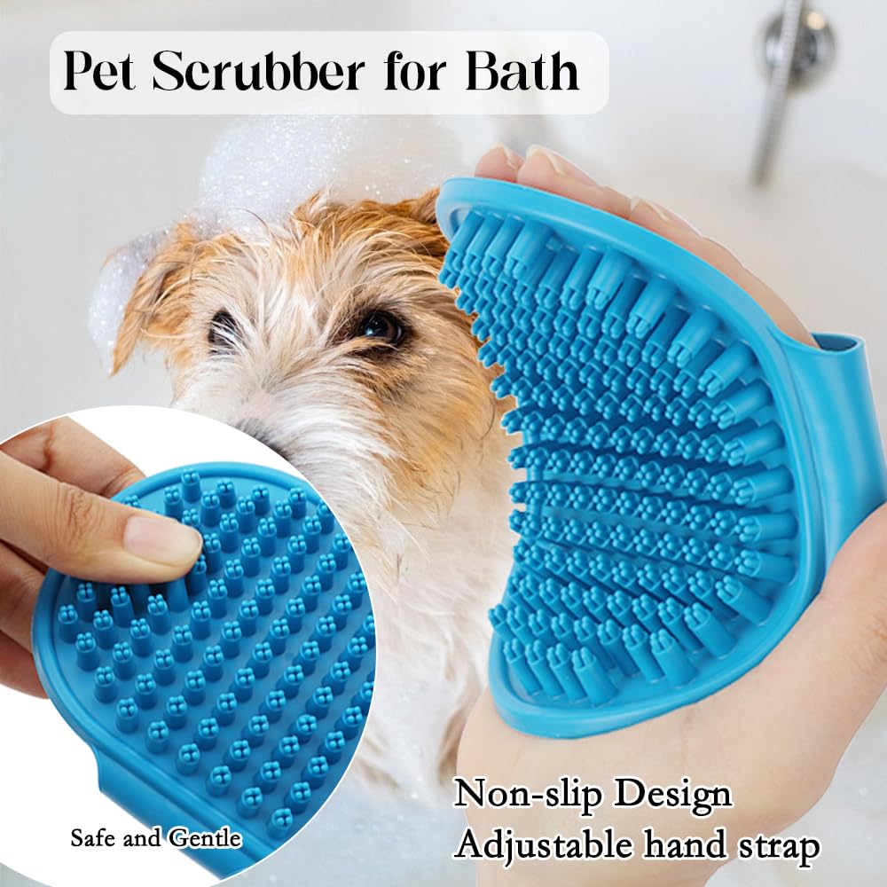 FIDWALL 6 Pcs Pet Washing Grooming Kit,Includes Dog Washing Gloves,Dog Bath Brush,Dog Toothbrush Finger Sleeves,Cat and Dog Bathing,Supplies Silicone Material,Meet Pet Care Needs - Image 4