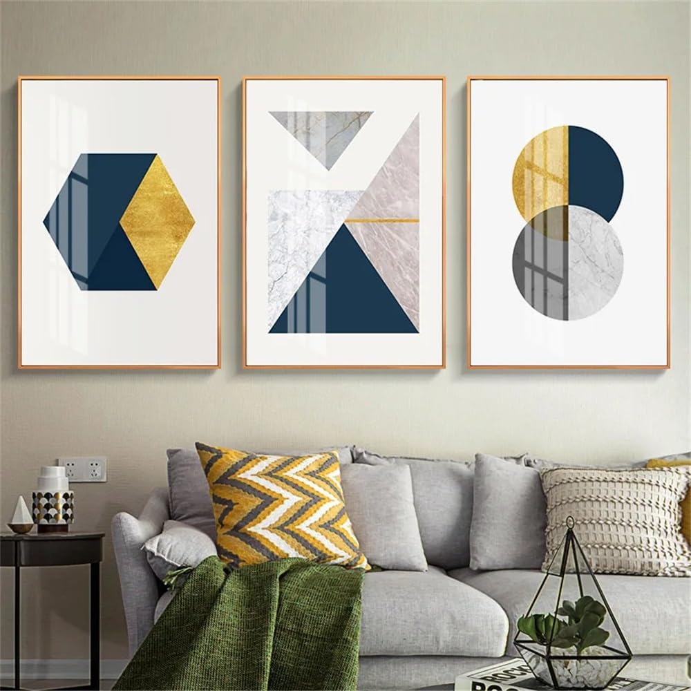 WUHBCZ Art Pictures-Marble Texture Geometric Poster Abstract Shape Modern Art Canvas Print Wall Painting Nodic Picture Living Room Office Home Decoration-40 * 60cm/3PCS (No Frame)