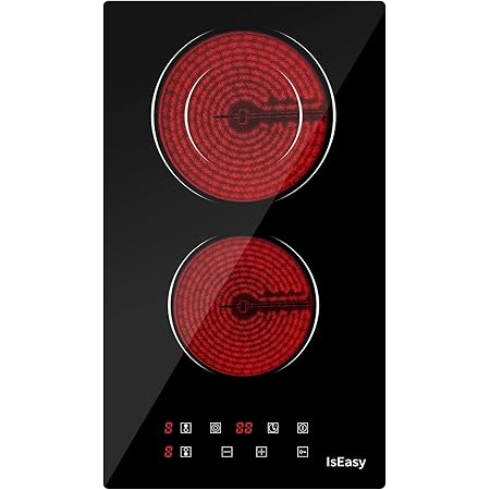 plan de cuisson électrique en vitrocéramique intégré, 2 plaques