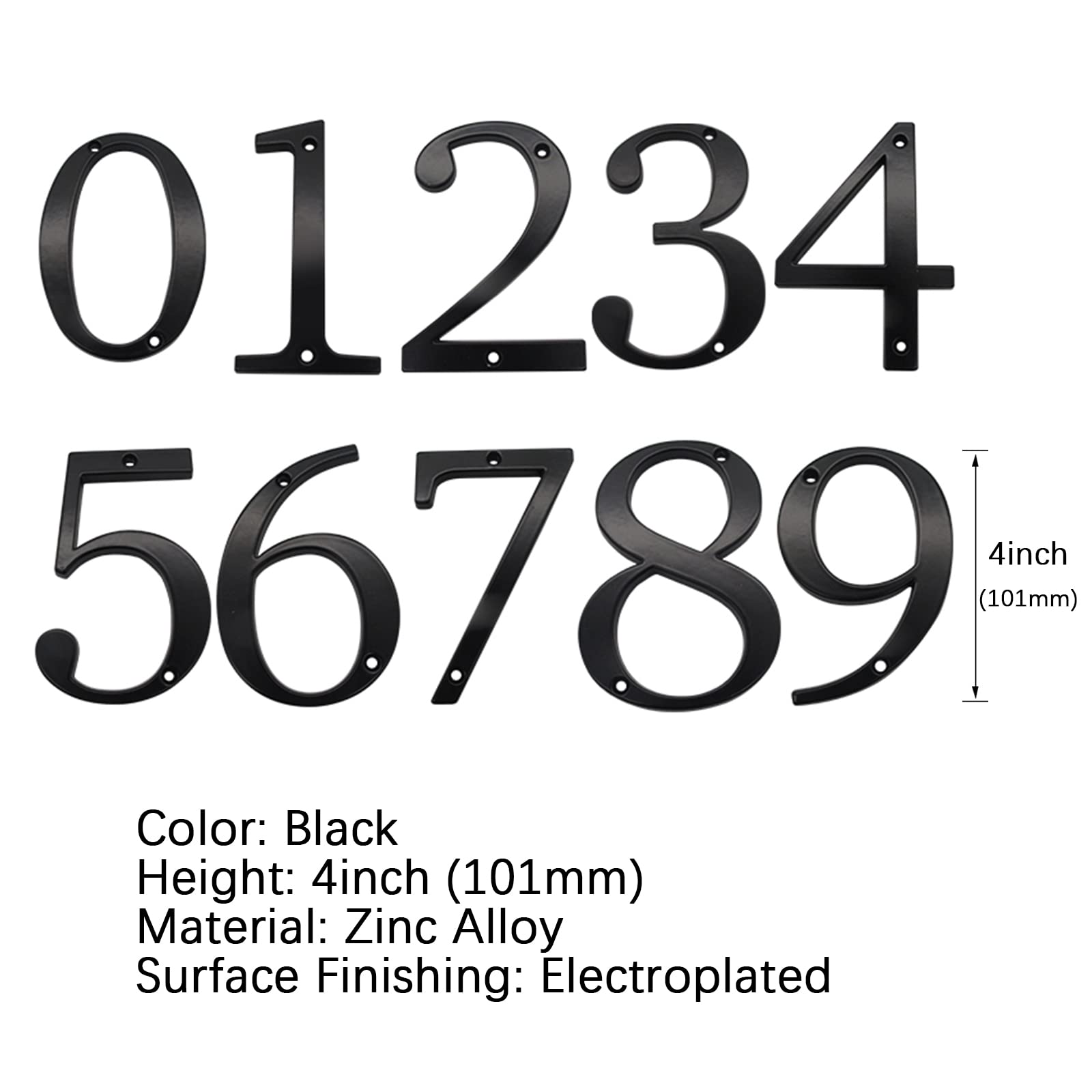 Targa 3D galleggiante numero 10,2 cm nero opaco solido in lega di zinco per hotel casa esterna targa indirizzo digitale 0-9, per cassetta postale stradale, resistente alle intemperie, antiruggine
