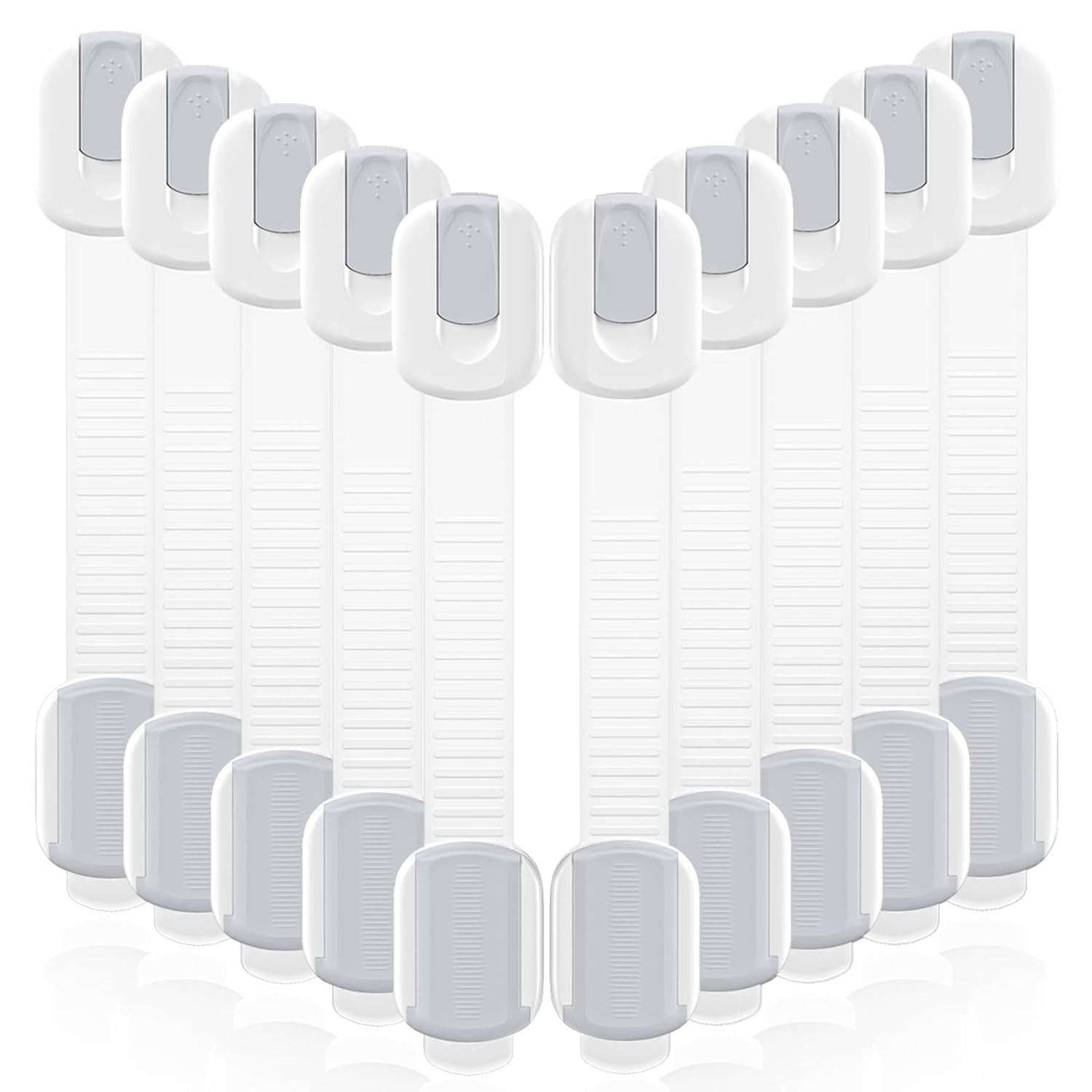 16 Pack Cabinet Locks Baby Proofing, Child Proof Cabinet Locks with 3M Adhesive - Easy Installation with Adjustable Straps, Multi-Purpose Child Safety Latches for Drawers Fridge Trash Cans Toilets